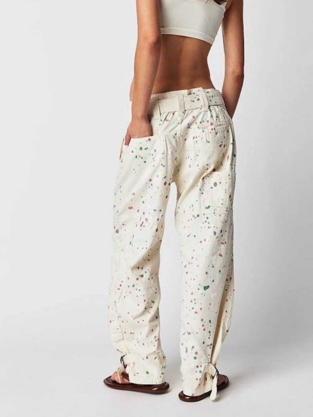 Free People ecru painter pant size 0 very oversized read retail $228 - Picture 3 of 13